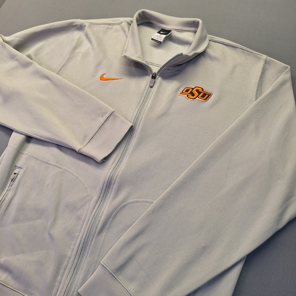 Nike Oklahoma State Cowboys OSU Full Zip Track Jacket Gray Mens XL 489461-063
